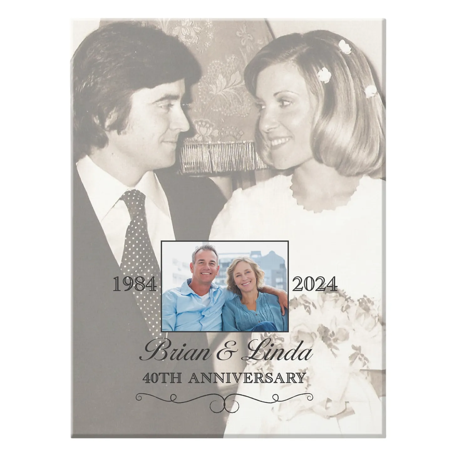 Then & Now Photo Anniversary Canvas
