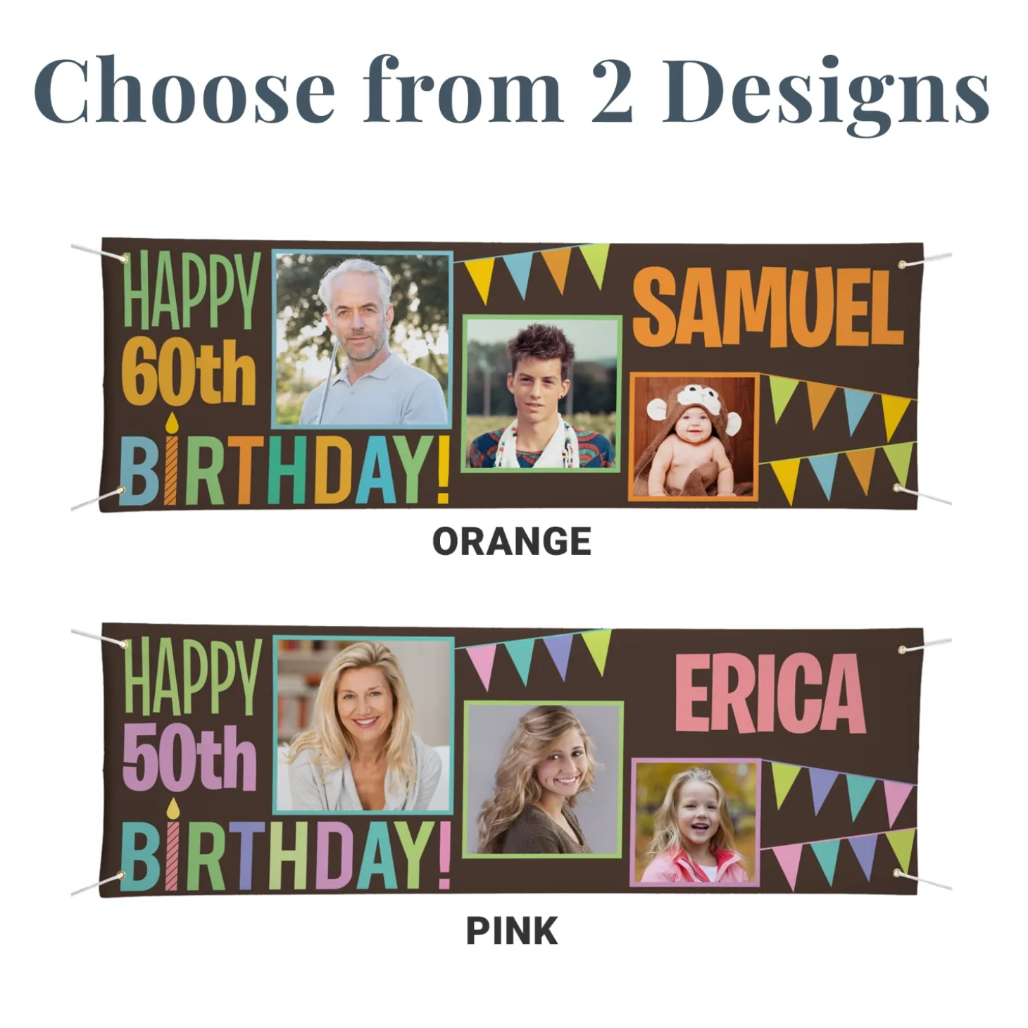 Then & Now Photo Birthday Banner