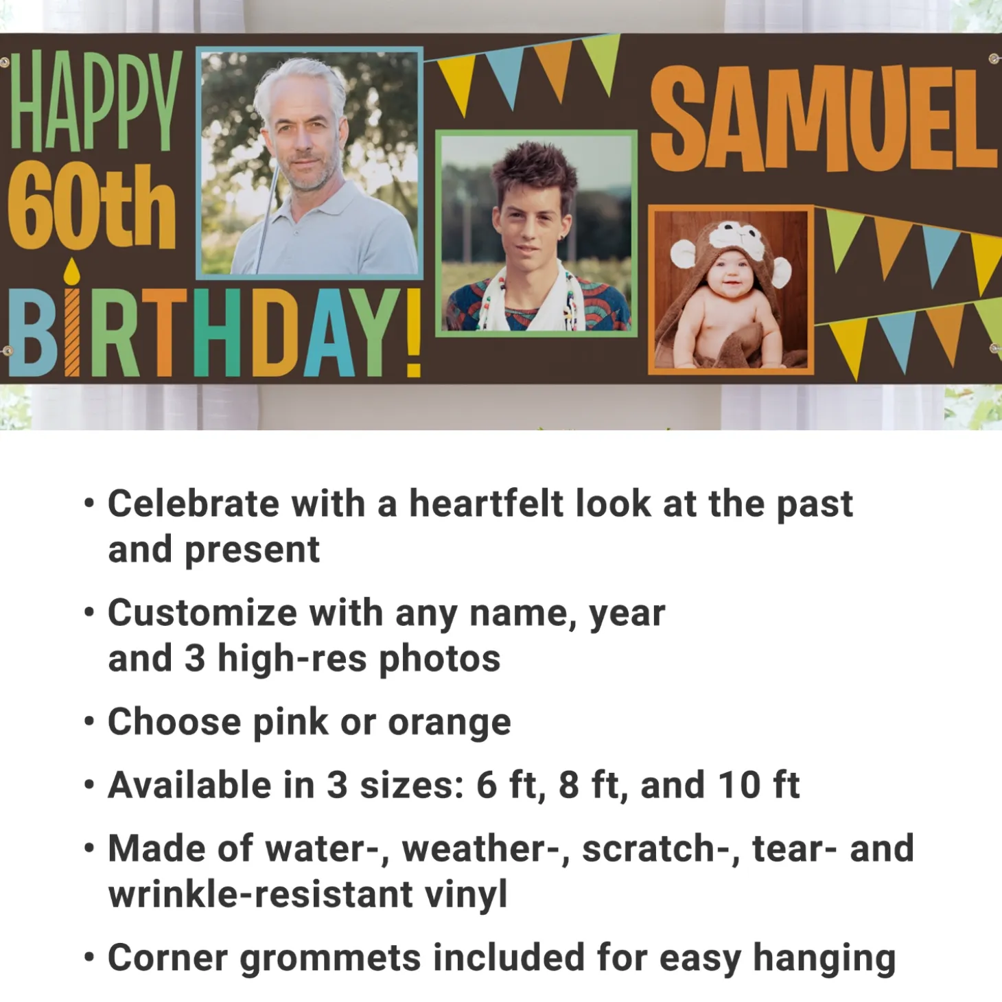 Then & Now Photo Birthday Banner