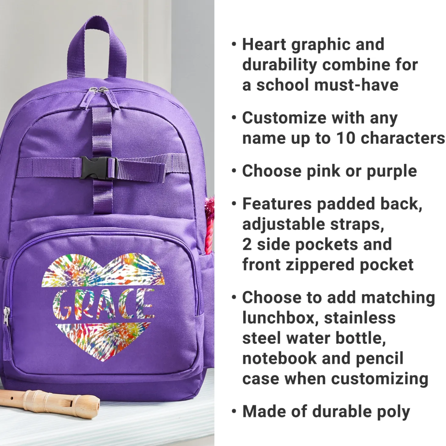Tie Dye Name Purple Backpack Collection