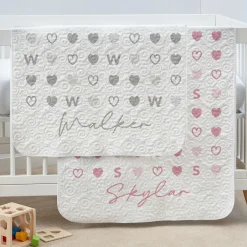 Tiled Hearts Quilted Baby Blanket