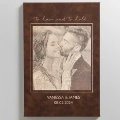 To Have and To Hold Photo Engraved Leather Wall Art