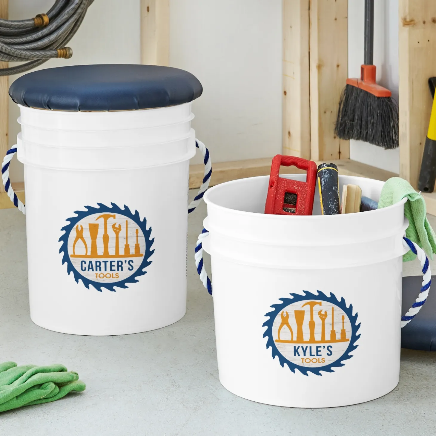 Tool Time Seated Storage Bucket