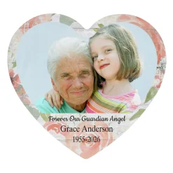 Treasured Memories Sympathy Photo Wood Heart