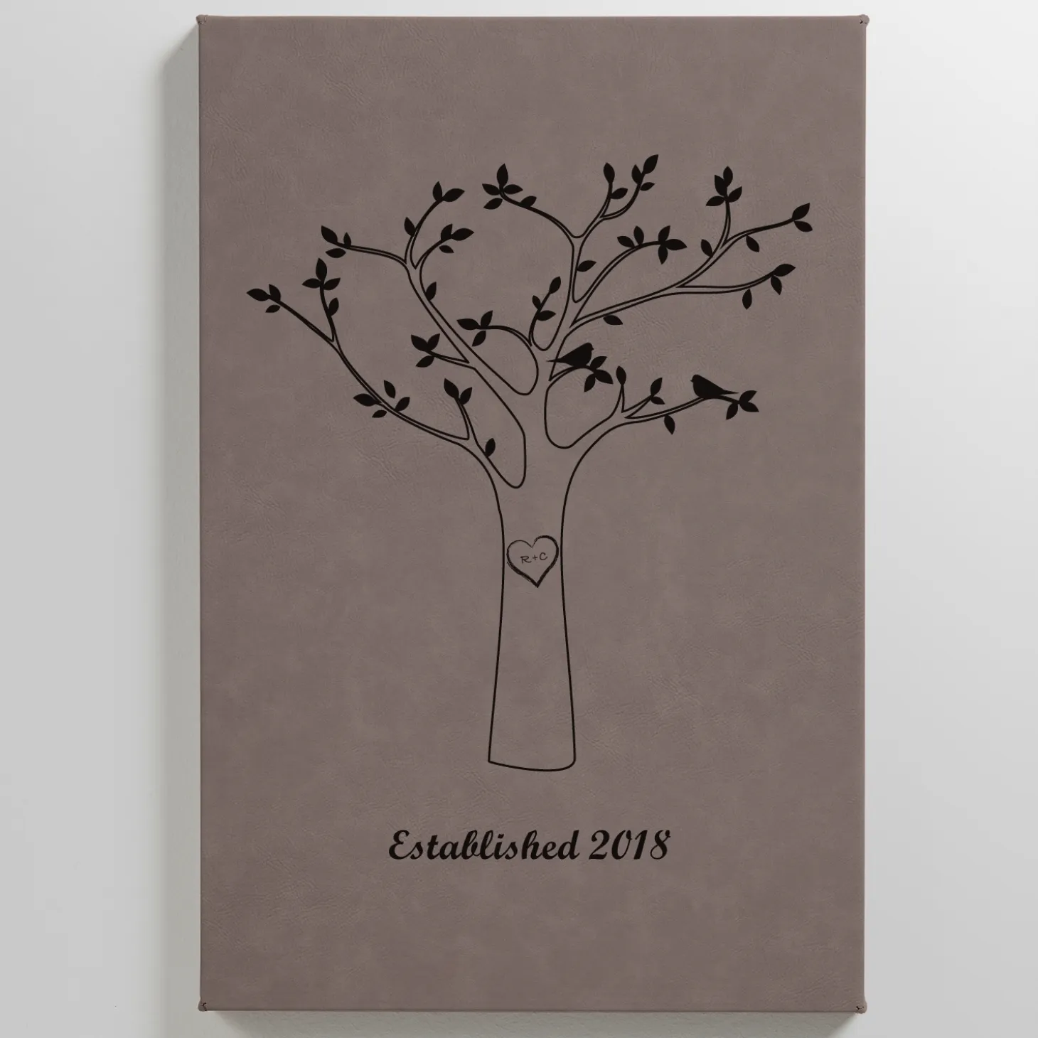 Tree Initials Leather Wall Art