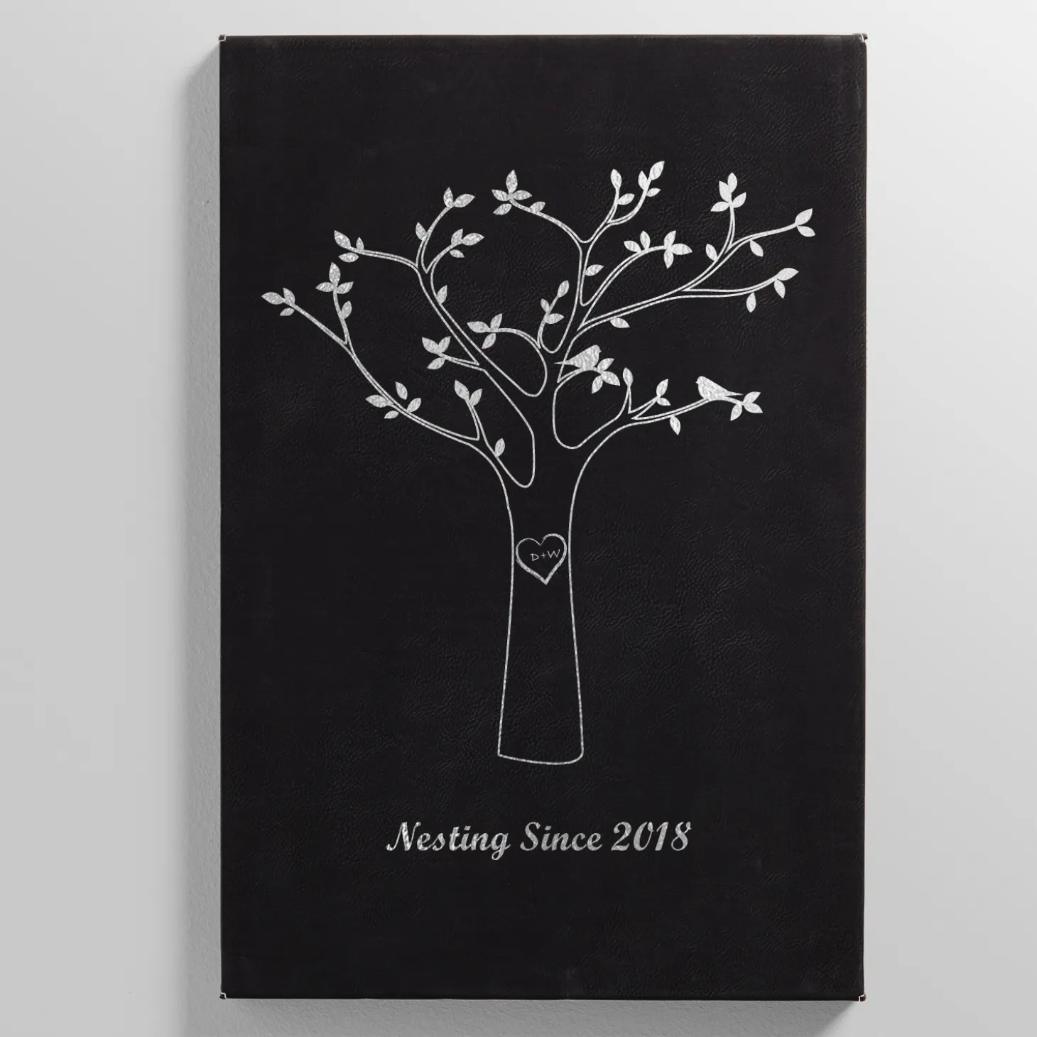 Tree Initials Leather Wall Art