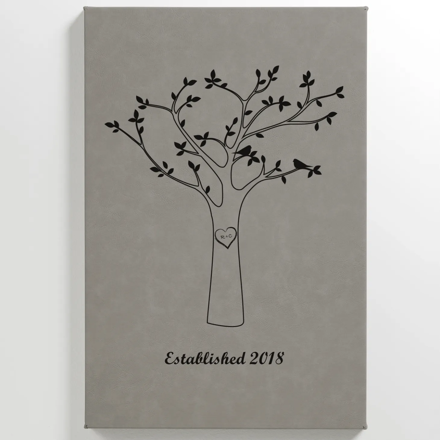 Tree Initials Leather Wall Art