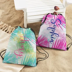 Tropical Palm Drawstring Bag