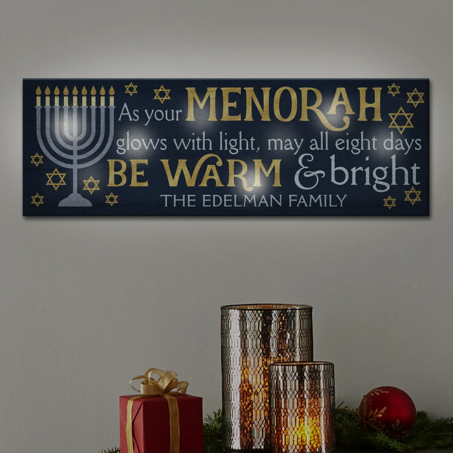 Twinklebright® LED Happy Hanukkah Canvas