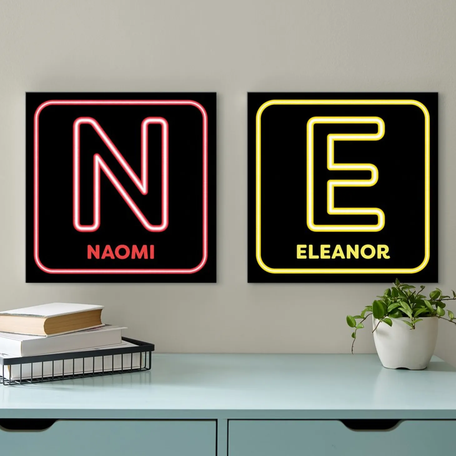 TwinkleBright® LED Initial Neon Sign Canvas
