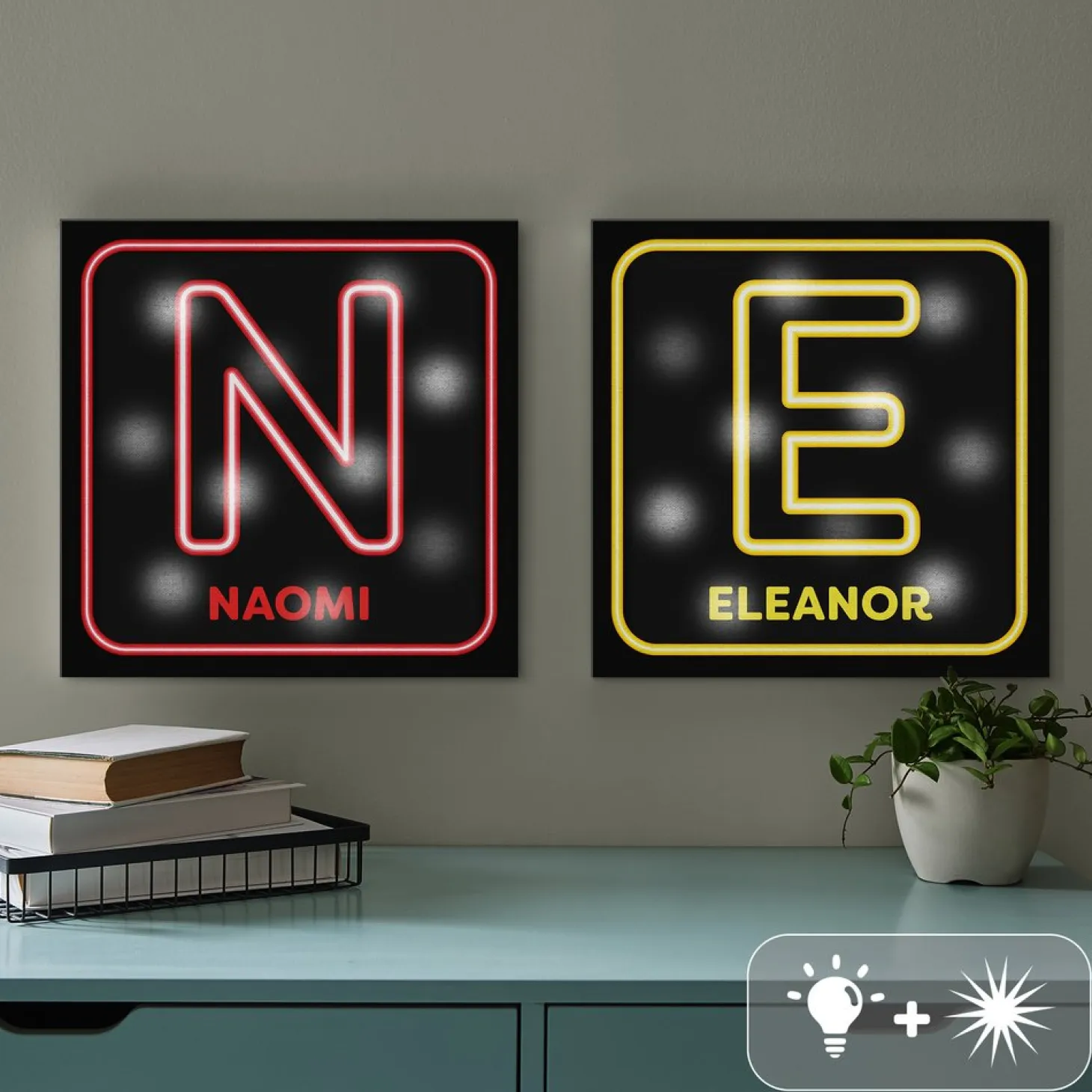TwinkleBright® LED Initial Neon Sign Canvas