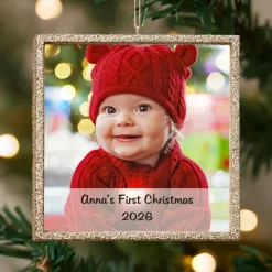 TwinkleBright® LED Photo with Message Gold Ornament