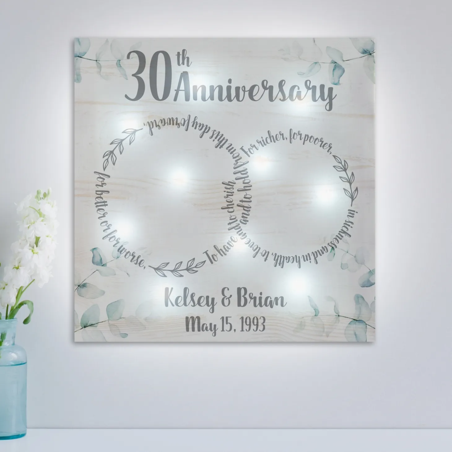 TwinkleBright® LED Rings of Love Anniversary Canvas
