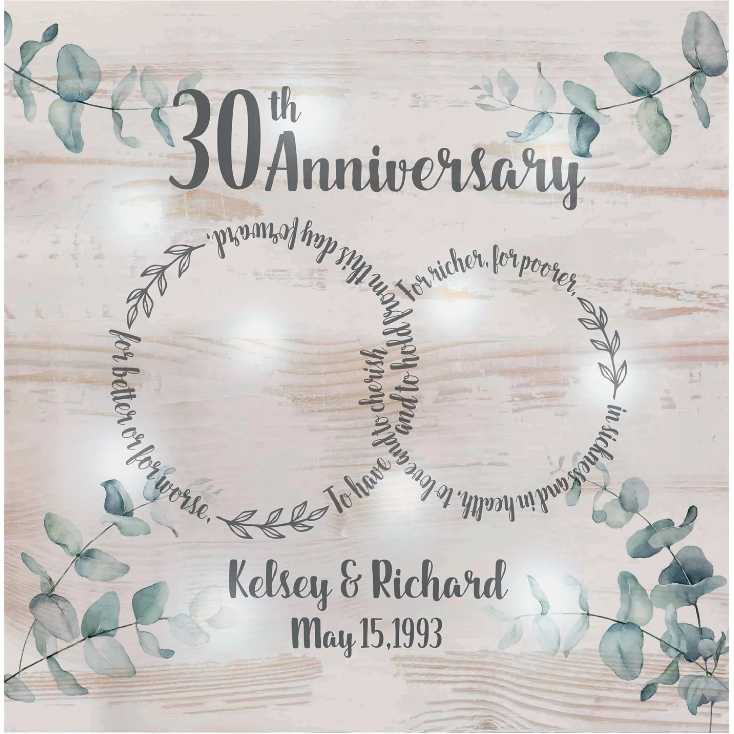 TwinkleBright® LED Rings of Love Anniversary Canvas