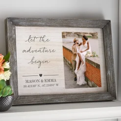 Two Become One Coordinates Photo Barnwood Framed Art