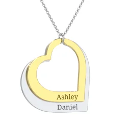 Two Hearts As One Name Necklace