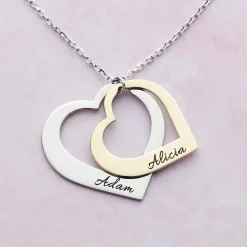 Two Hearts As One Name Necklace