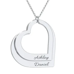Two Hearts As One Name Necklace