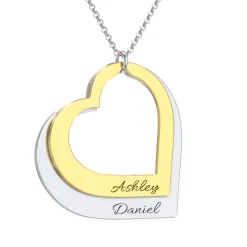 Two Hearts As One Name Necklace