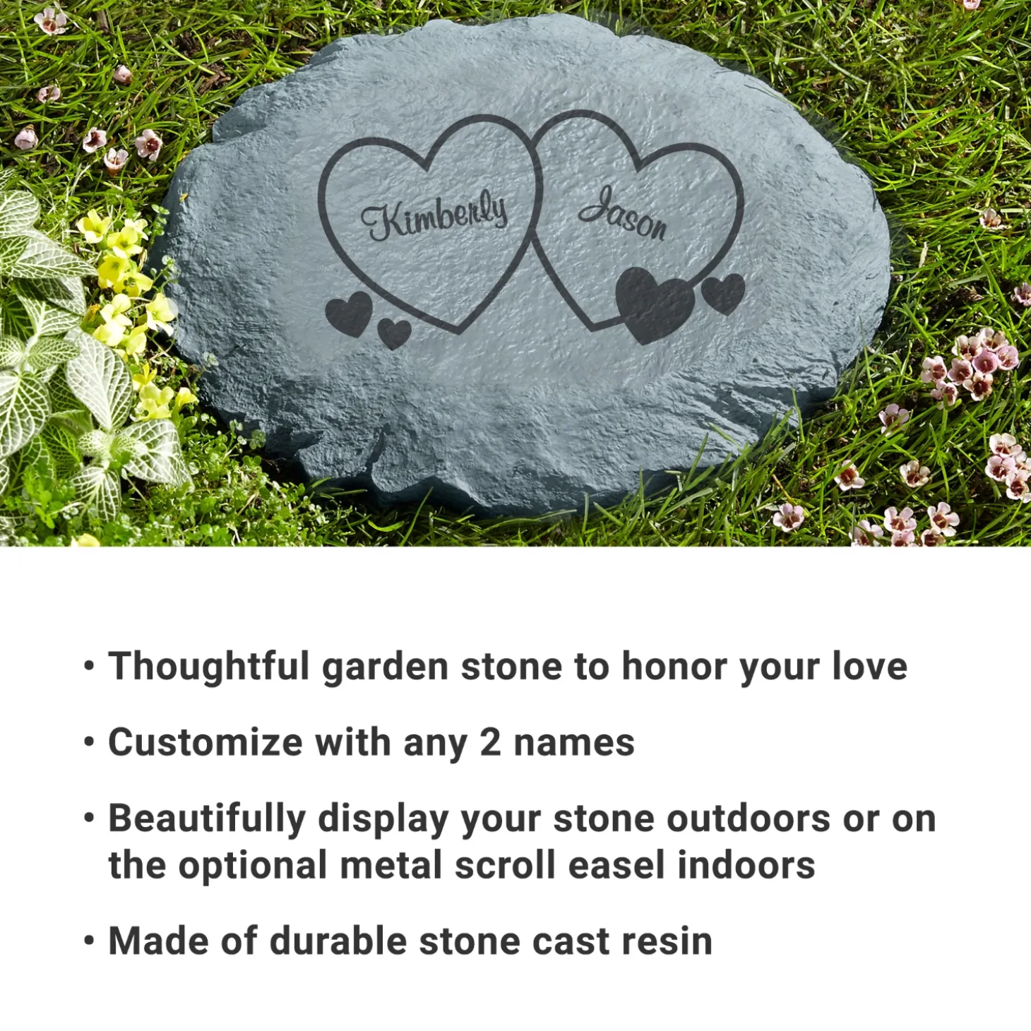 Two Hearts Garden Stone