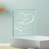 Two Hearts One Love Glass Block
