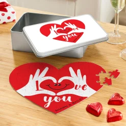 Two Hearts, One Love Heart Puzzle & Tin