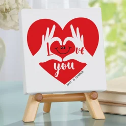 Two Hearts, One Love Mini Canvas on Easel