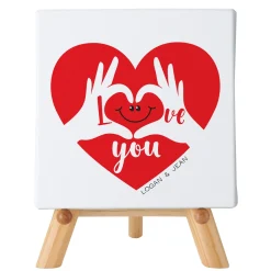 Two Hearts, One Love Mini Canvas on Easel