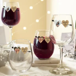 Two Hearts One Love Photo Wine Glasses