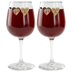 Two Hearts One Love Photo Wine Glasses