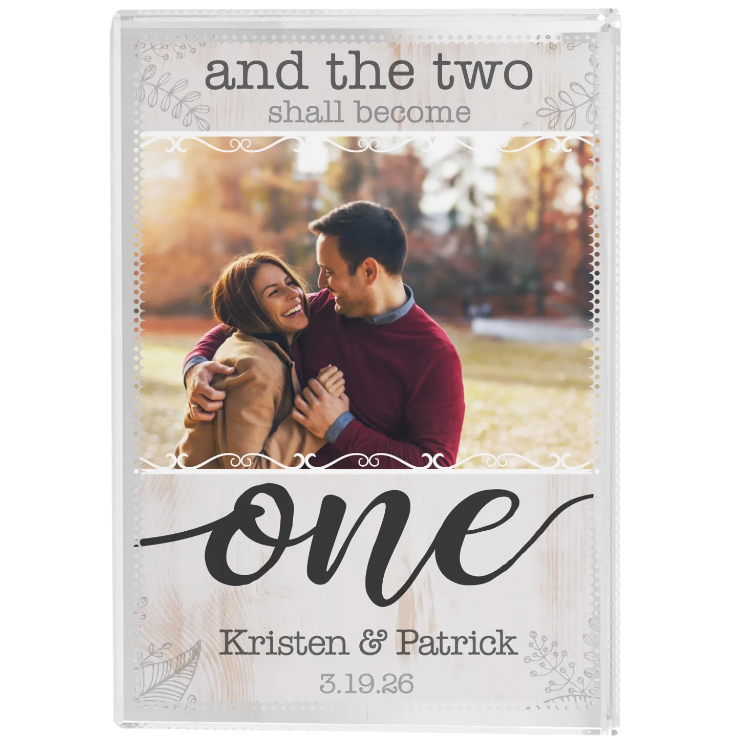 Two Shall Become One Photo Glass Block