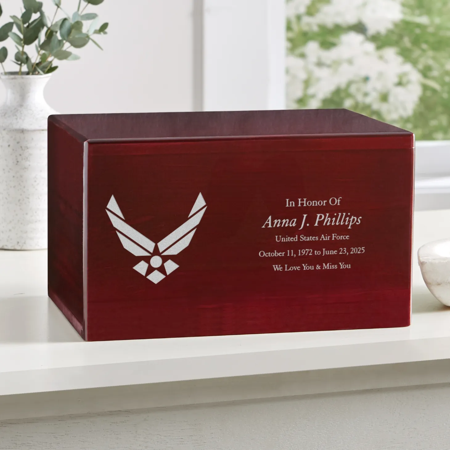 U.S. Air Force™ Logo Engraved Wood Cremation Urn