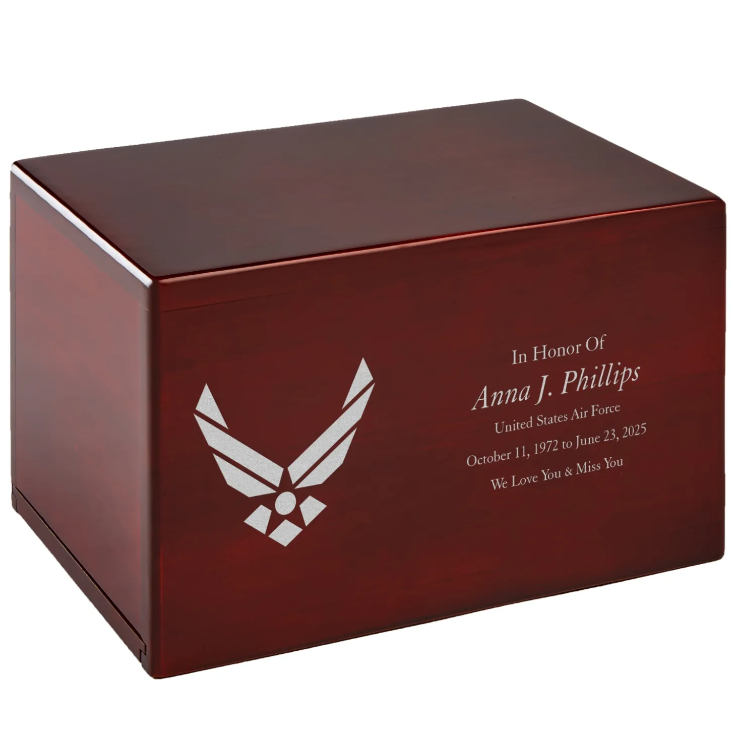 U.S. Air Force™ Logo Engraved Wood Cremation Urn