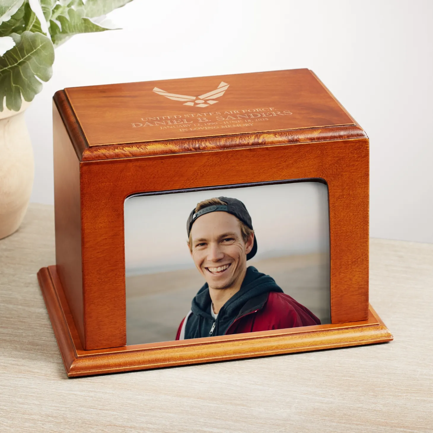 U.S. Air Force™ Logo Memorial Wood Frame Cremation Urn