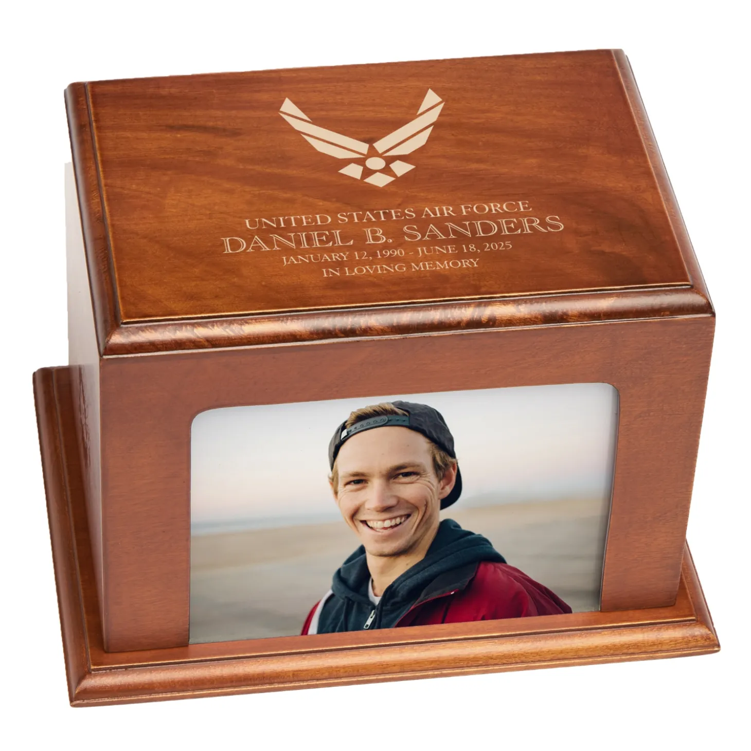 U.S. Air Force™ Logo Memorial Wood Frame Cremation Urn