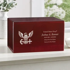 U.S. Navy® Eagle Engraved Wood Cremation Urn