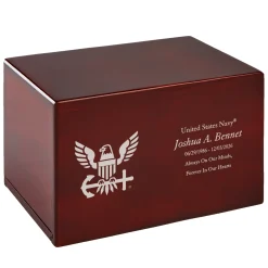 U.S. Navy® Eagle Engraved Wood Cremation Urn