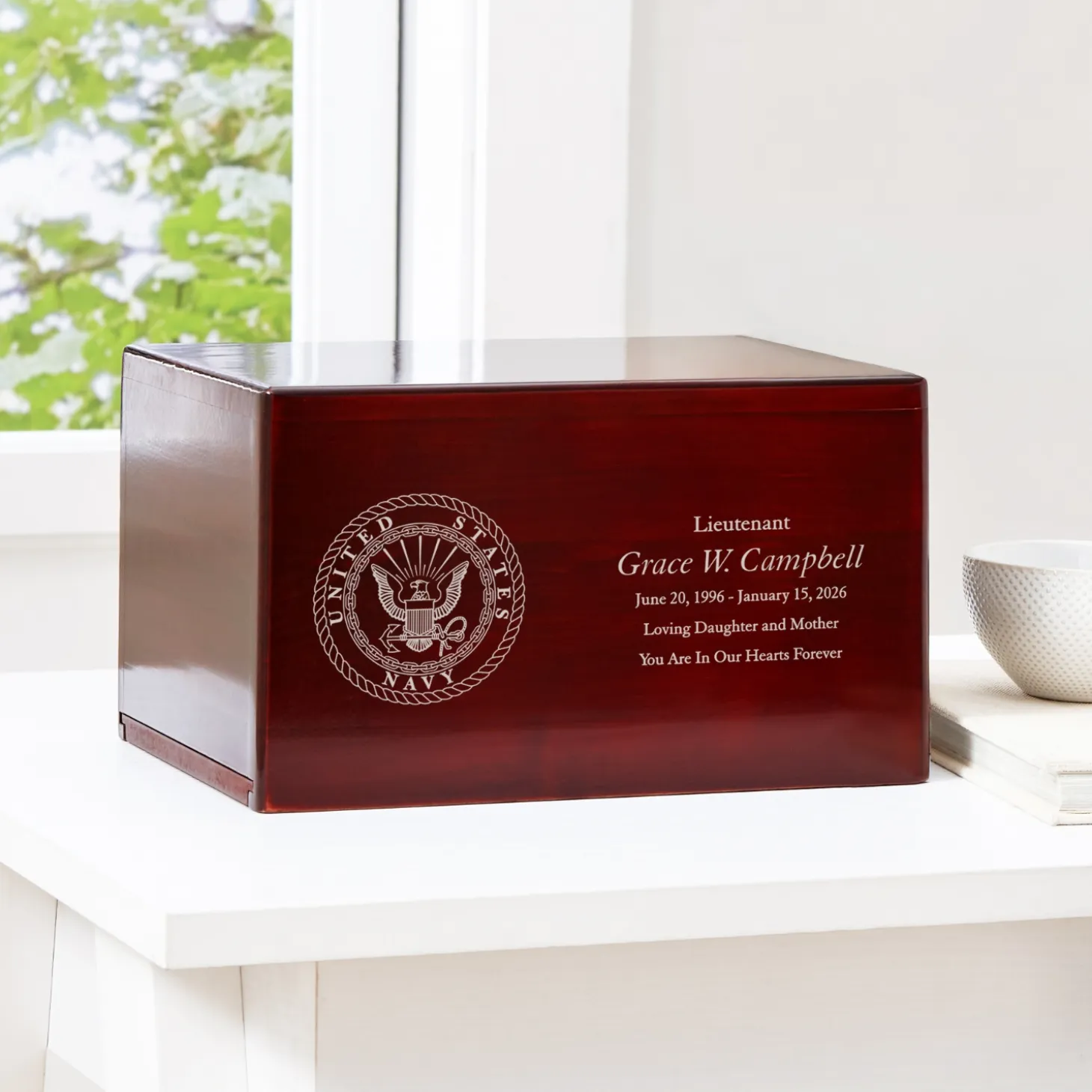 U.S. Navy® Seal Engraved Wood Cremation Urn