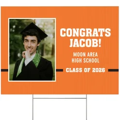 Varsity Stripe Graduation Photo Yard Sign