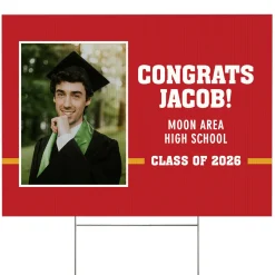 Varsity Stripe Graduation Photo Yard Sign