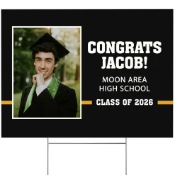 Varsity Stripe Graduation Photo Yard Sign