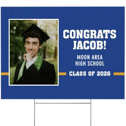 Varsity Stripe Graduation Photo Yard Sign