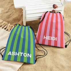 Vertical Stripes Drawstring Bag