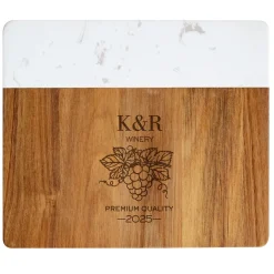 Vineyard Monogram Marble Wood Cheese Board