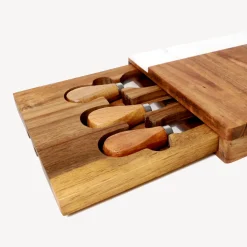 Vineyard Monogram Marble Wood Cheese Board