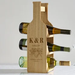 Vineyard Monogram Wood Wine Bottle Display