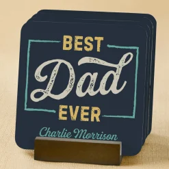 Vintage Best Dad Ever Wood Coasters