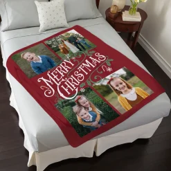 Vintage Christmas Photo Plush Blanket
