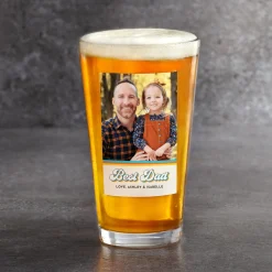 Vintage Colors Best Dad Photo Pint Glass