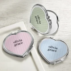 Vintage Lines Heart Compact Mirror